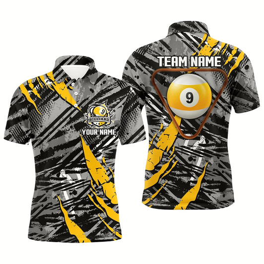 Goofygear Personalized Grunge 9 Ball Pool Billiard Shirts For Men Custom Billiard 9 Ball Jersey Shirts
