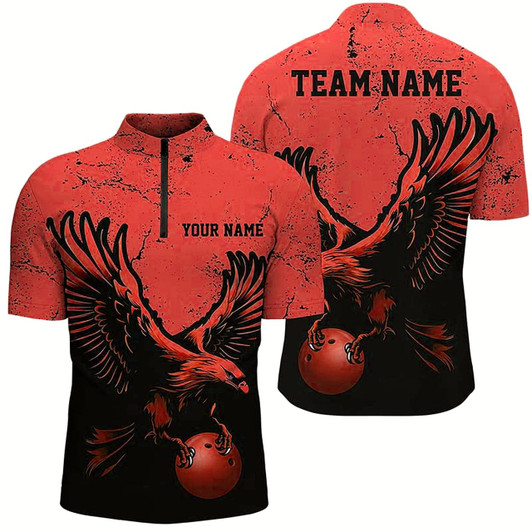 Goofygear Custom Red Eagle Men Bowling Team Shirts Grunge Vintage Bowling Team Jerseys Outfits Style 1