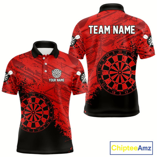 Goofygear Splashed Pattern Red Dart Boards Custom Dart Shirt For Men, Dart Team Jerseys