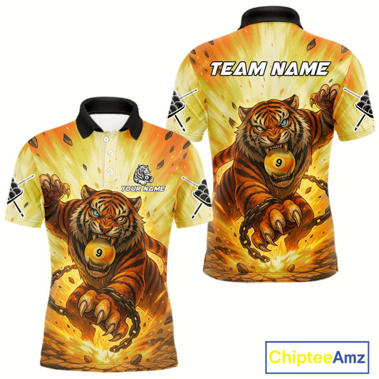 Goofygear Personalized Yellow 9 Ball Pool Tiger Billiard Shirt For Men Custom Billiard Team Jersey Outfit