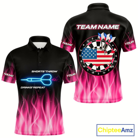Goofygear Us Flag Dartboard & Dart Arrows Custom Flaming Darts Shirt For Men Opt1 - Pink
