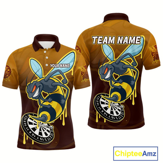 Goofygear Ferocious Bee Dartboard 3D Funny Darts Shirt For Men - Custom Name & Team Jersey