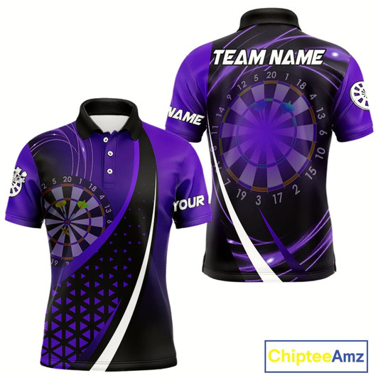 Goofygear Black And Purple Dart Shirt With Pocket Option For Men Custom Dart Jersey