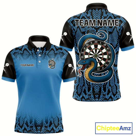 Goofygear Navy Snake & Reptile Skin With Striking Dartboard Darts Shirt For Men - Custom Name