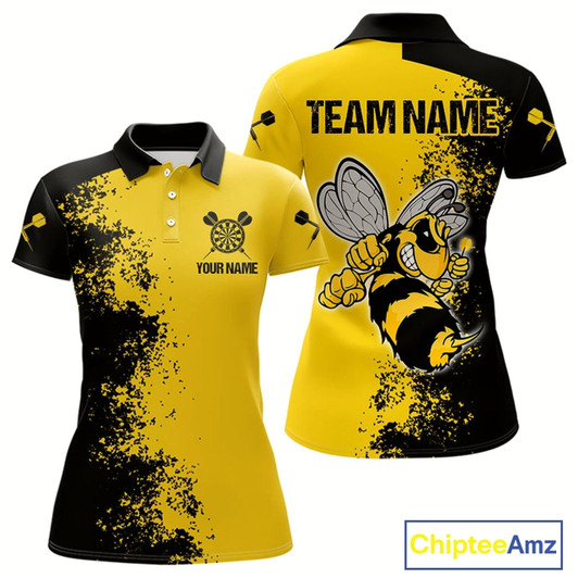 Goofygear Grumpy Bee Dart Arrow Funny Darts Shirt For Men Custom Name & Team For Darts Jersey Style 2