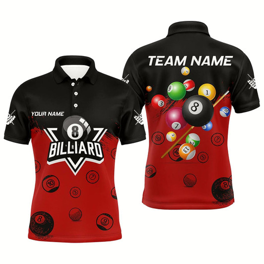 Goofygear Personalized Black And Red Pool Ball Billiard Shirts For Men, Billiard Team Shirts Billiard Jerseys Style 2