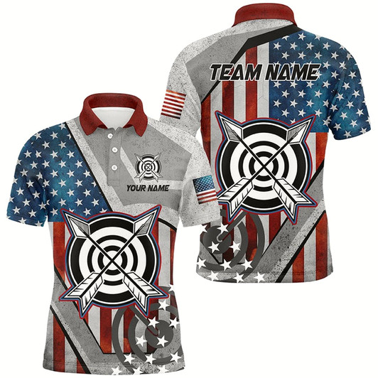 Goofygear Personalized Usa Flag Archery Shirts For Men Custom Patriotic Archery Jerseys For Team Archers Style 2
