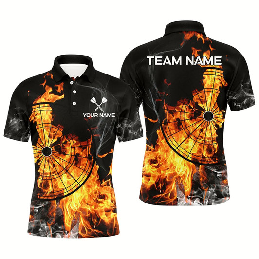Goofygear Personalized Fire Flame Dart Shirts For Men Custom Smoke Dart Jerseys, Unique Dart Team Shirts