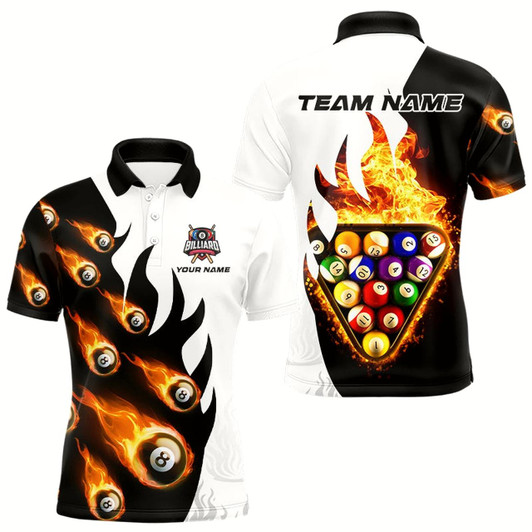 Goofygear Flaming 8 Ball Pool Billiard Shirts For Men Custom Fire Billiard Team Shirts, Billiard Jerseys
