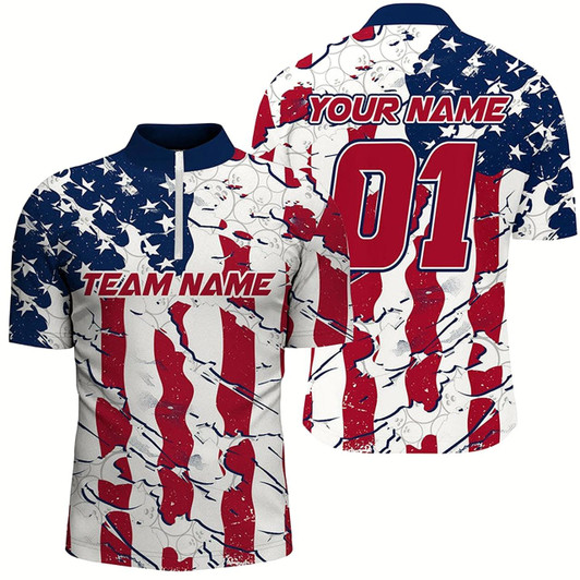 Goofygear Personalized American Flag Patriotic Bowling Shirt For Men With Custom Name, Team Name, Number Style 2