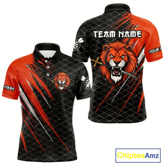 Goofygear Lion Dart Arrows Grunge Style Custom Orange Dart Shirt For Men, Dart Team Jerseys