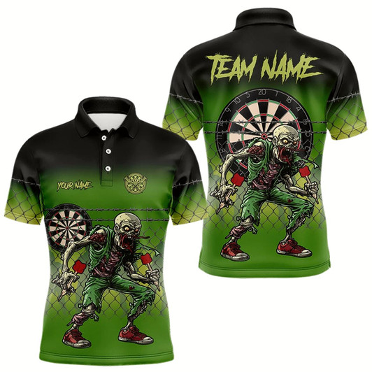 Goofygear Funny Zombie Dart Shirt With Pocket Option For Men Custom Dart Team Jerseys
