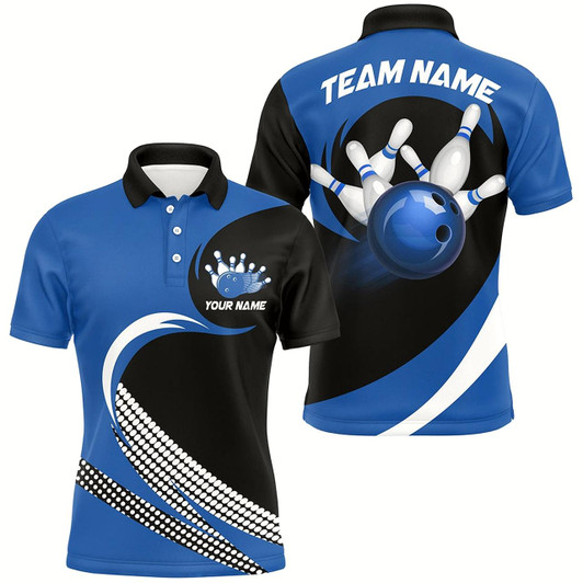 Goofygear Personalized Blue Bowling Shirts Custom Bowling Team Jersey Polo Bowling Shirts
