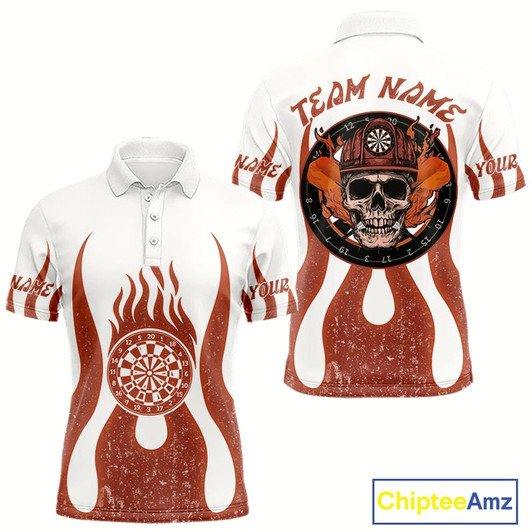 Goofygear Skull Firefighter Orange-White Custom Flame Dart Shirt For Men, Dart Team Jerseys Style 2