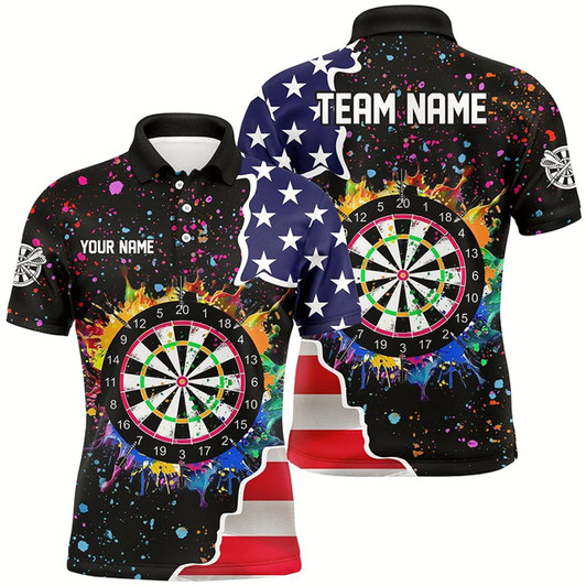 Goofygear Grunge Colorful Darts Board Us Flag Darts Shirts For Men Custom Patriotic Darts Team Jerseys