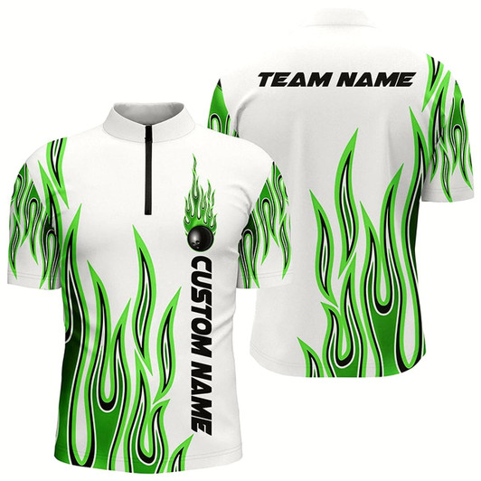 Goofygear Personalized Flame Bowling Shirts For Men , Bowling Ball Custom Bowling Team Shirt Style 5