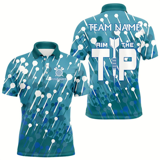 Goofygear Aim The Tip Arrow Pattern Custom Dart Shirts For Men, Funny Dart Team Shirts Dart Jerseys Blue Style 1