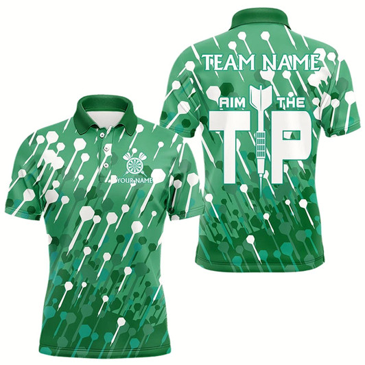 Goofygear Aim The Tip Arrow Pattern Custom Dart Shirts For Men, Funny Dart Team Shirts Dart Jerseys Green Style 2