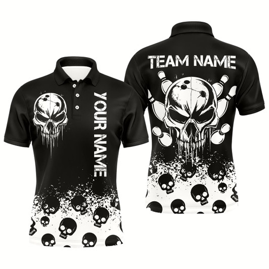 Goofygear Custom Skull Bowling Team Shirts Bowling Polo Shirts Unisex Bowling With Name