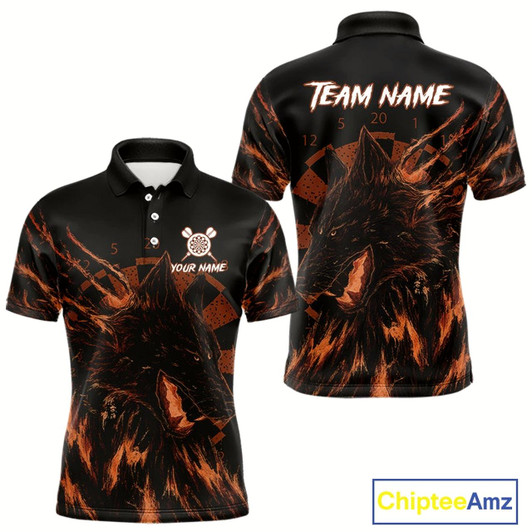 Goofygear Custom Black-Orange Wolf Grunge Dart Jersey For Men Horror Grunge Dart Team Jerseys