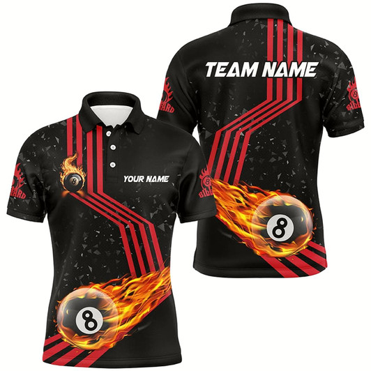 Goofygear Personalized Ball 8 Fire Racing Road Billiard Jerseys For Men, Best Billiards Shirts For Team Red Style 1