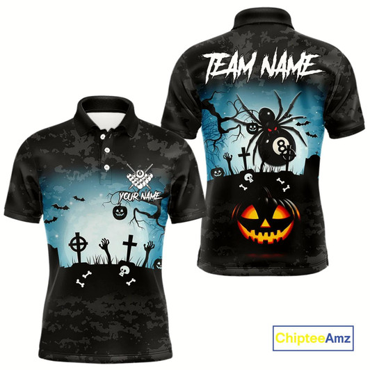 Goofygear Personalized Funny Halloween Billiard Shirt For Men Custom Spider 8 Ball Pool Team Jerseys