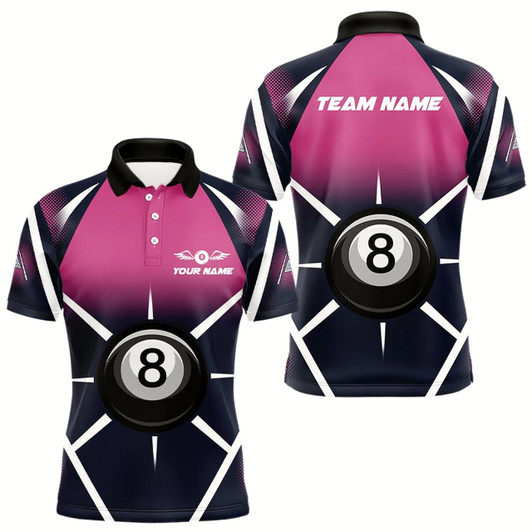 Goofygear Personalized Pink Black 8 Ball Pool Billiard Shirt For Men, Billiard Sport Pool Team Jerseys Style 2