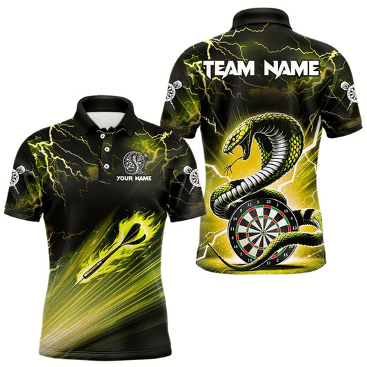 Goofygear Thunder Lightning Custom Cobra Snake Yellow Men Dart Shirts Best Dart Jerseys Dart Team Shirts