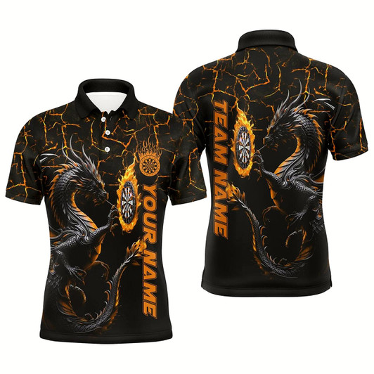 Goofygear Personalized Orange Big Dragon 3D Printed Darts Shirts For Men Custom Team League Darts Jerseys
