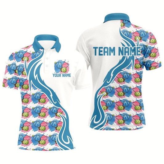 Goofygear Custom Watercolor Pickleball Shirts For Men, Blue And Pink Pickleball Outfit For Team Style 1