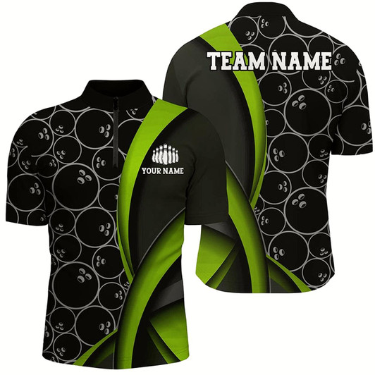 Goofygear Custom Green Bowling Team Shirts For Men , Bowling Ball Tournament Jerseys