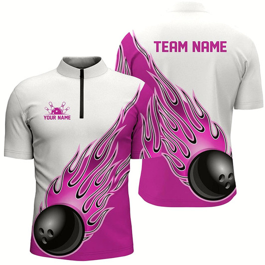 Goofygear Personalized Flame Bowling Shirts For Men , Bowling Ball Custom Bowling Team Shirt Style 7