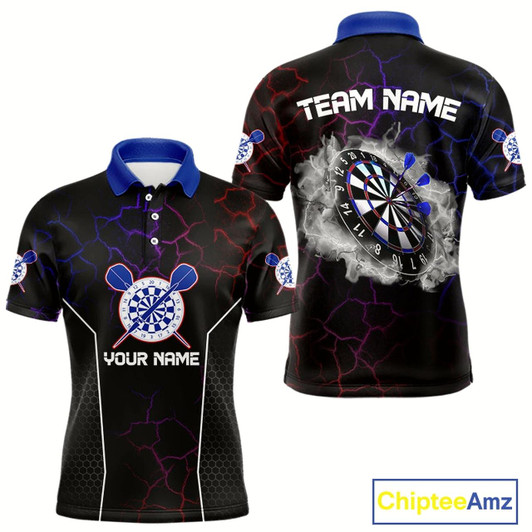Goofygear Custom Lightning And White Smoke Dartboard Dart Shirts For Men, Dart Team Jerseys