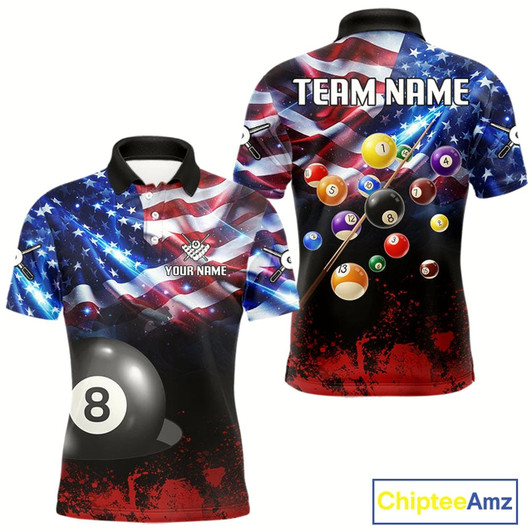 Goofygear American Flag Patriotic Billiard Shirt For Men Custom 3D Billiard Balls 8 Ball Pool Team Jerseys