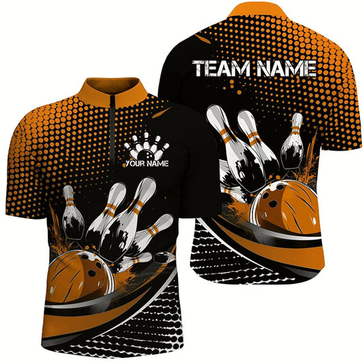 Goofygear Black And Yellow Custom Bowling Team Jerseys, Bowling League Shirts For Men, Bowlers Outfits