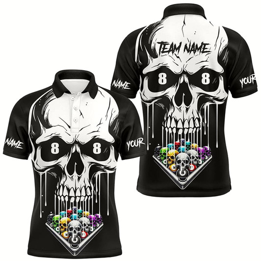 Goofygear Personalized Skull Billiard Balls Funny Pool Shirts For Men Custom Unique Billiard Apparel Clothing