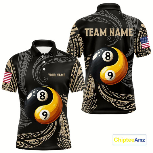 Goofygear Personalized Funny Yin And Yang Tribal Billiard Shirt For Men Custom 8 Ball & 9 Ball Pool Jerseys
