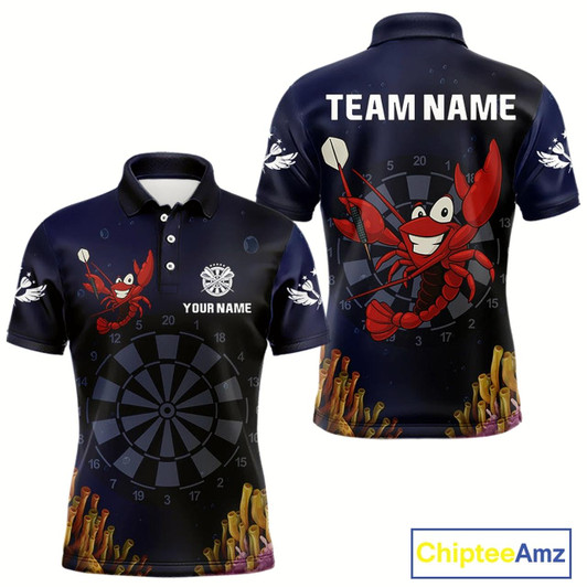 Goofygear Maroon Lobster & Dartboard In The Ocean Men'S Darts Shirt - Custom Name For Players