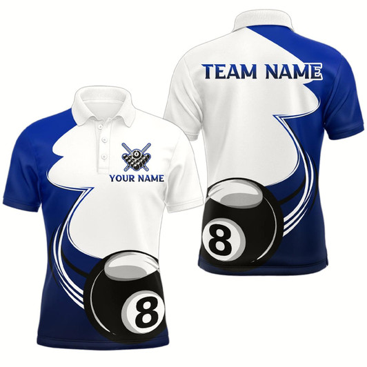 Goofygear Personalized Billiard Tournament Sport Shirts, 8 Ball Pool Billiard Team Jersey For Men Blue