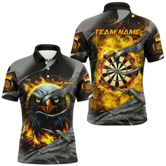 Goofygear Darts Board Fire Custom Eagle Dart Shirts For Men, 3D Printed Dart League Team Jerseys Yellow