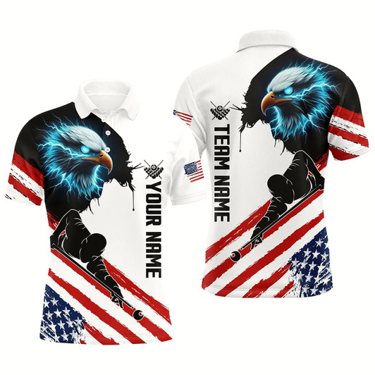 Goofygear Personalized Eagle American Flag Billiard Player Shirts For Men Custom Patriotic Billiard Jerseys Style 2