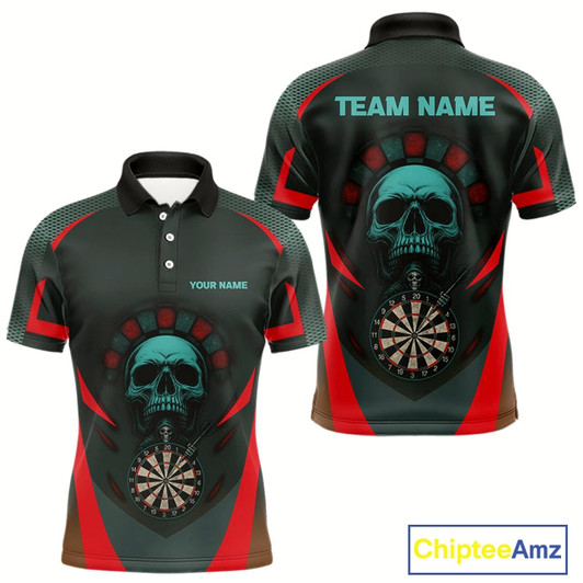 Goofygear Spartan Skull Style Warrior Men'S Darts Team Shirt - Personalized Name For Players Style 1