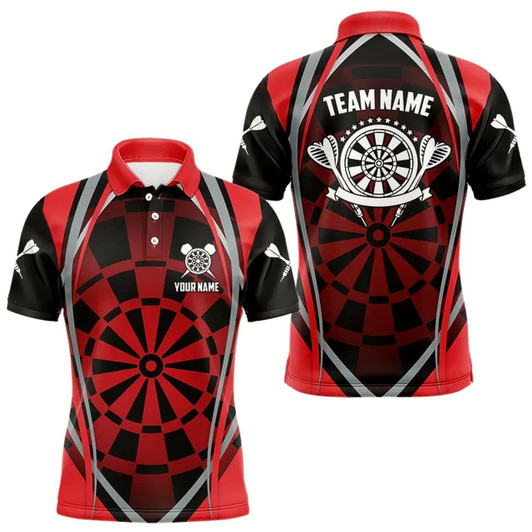 Goofygear Personalized Black And Red Dartboard Pattern Dart Shirts For Men Custom Dart Jerseys Team Uniform