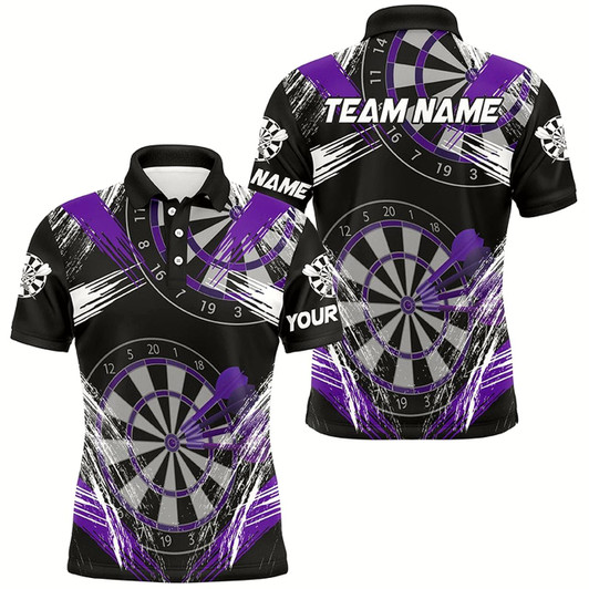 Goofygear Personalized Darts Tournament Grunge Style Darts Shirts For Men Custom Darts Team Jerseys Purple