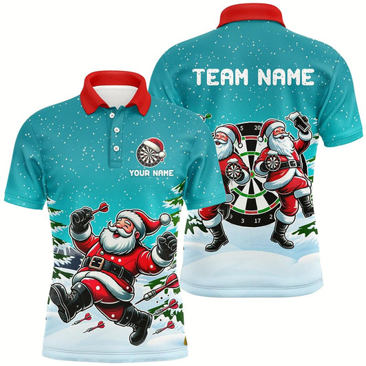 Goofygear Funny Santa Playing Darts Turquoise Christmas Dart Shirts For Men Custom Christmas Darts Gifts Style 1
