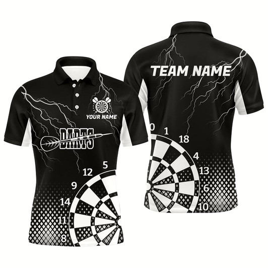 Goofygear Personalized Black White Lightning Darts Shirts For Men Best Custom Cool Darts Team Jerseys