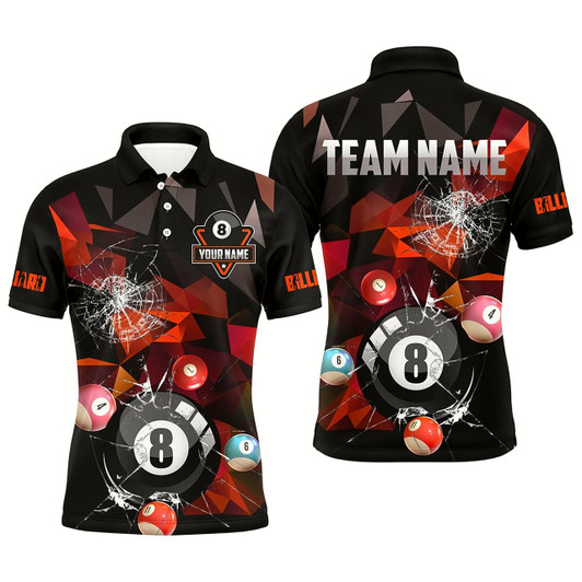Goofygear Personalized Billiard Balls Break Glass Pool Jersey For Men, Abstract Billiard Team Shirts Red