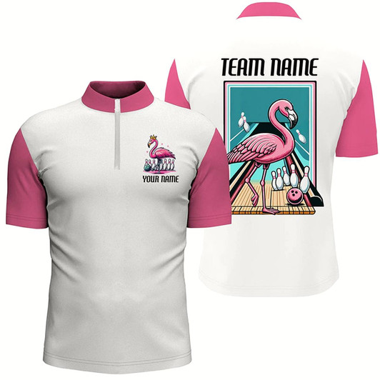 Goofygear Flamingo On The Lane Custom Pink Flamingo Bowling Bowling Team Shirts For Men