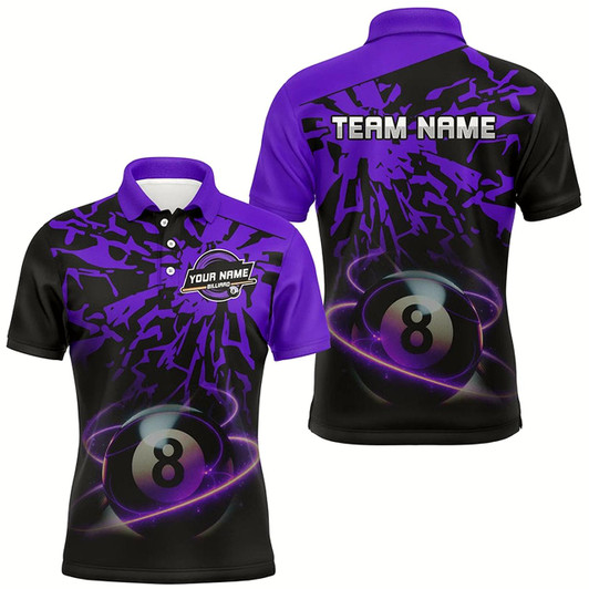 Goofygear Personalized Purple Billiard Ball 8 Thunder Pool Shirts For Men Custom Billiard Jersey Short Sleeve Style 2