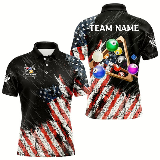 Goofygear Personalized Retro Grunge American Flag Men Billiard Shirts Custom 3D Pool Ball Billiard Jerseys